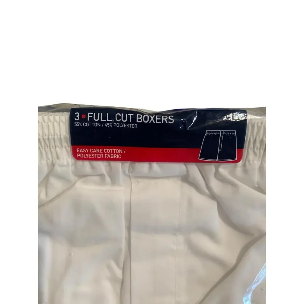 Jockey Classic Boxer Shorts White Full Cut Cotton Blend Men's Medium Qty 3 2004‎